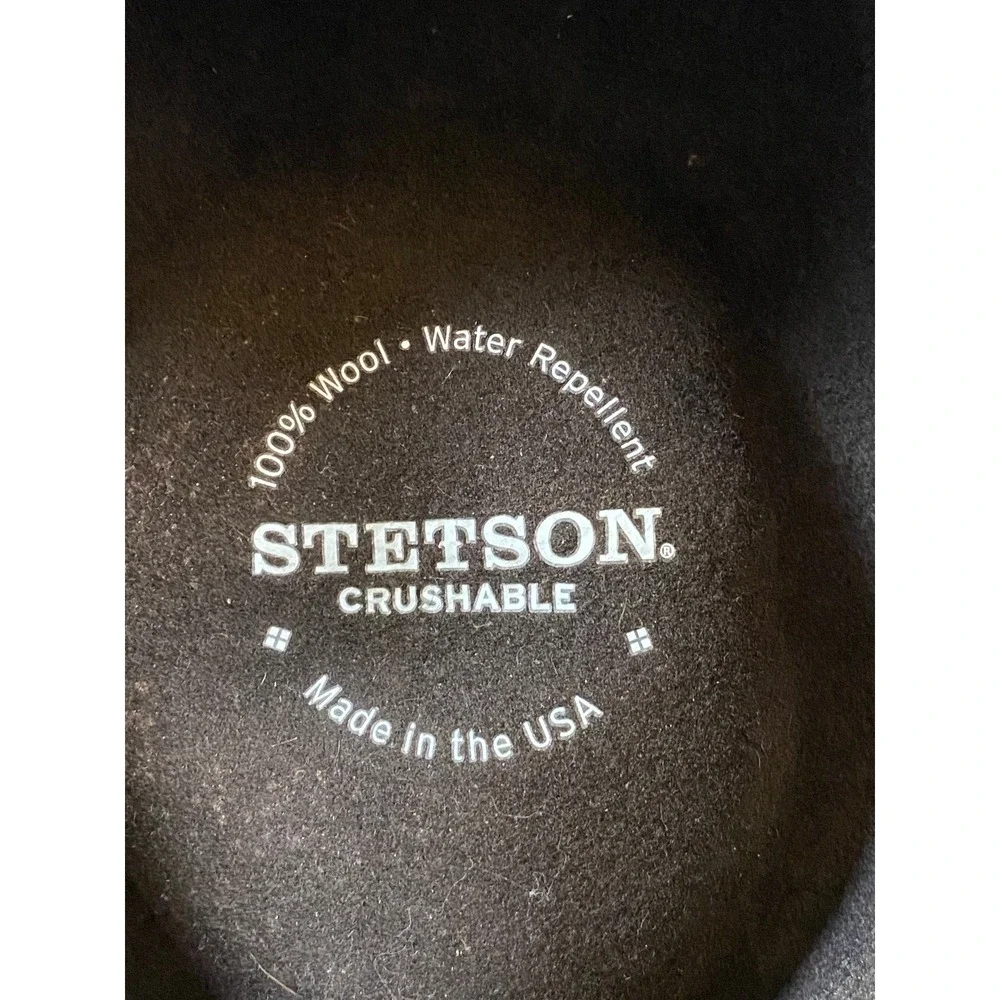 Stetson Crushable Wool Fedora Hat Brown Water Repellent Large Made in USA - Picture 6 of 13